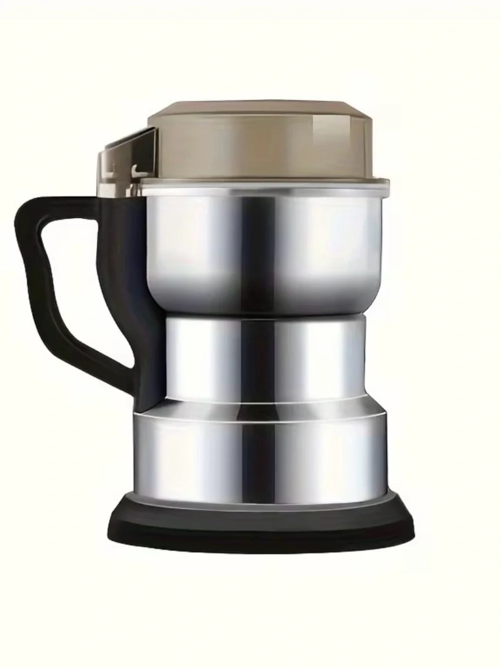 Portable Silver Electric Coffee Grinder with Black Handle